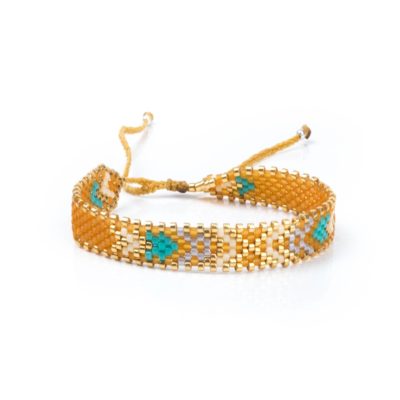 Pulsera tejida a mano en mostacilla miyuki.